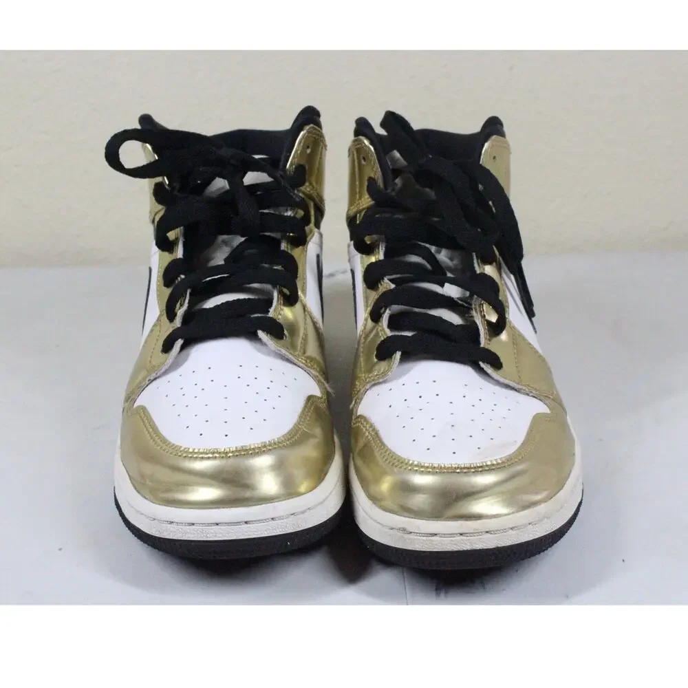 Nike Air Jordan 1 Mid SE Metallic Gold Black White Youth Size 6.5Y